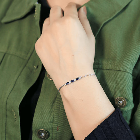 Zarkan Bold Blue Linear Silver Bracelet