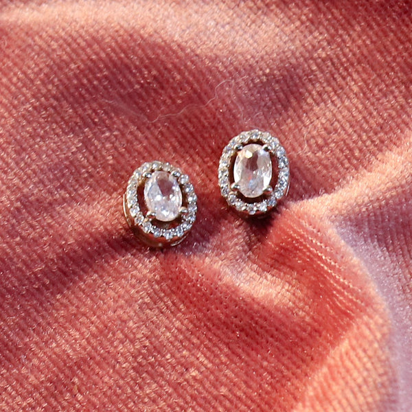 Zarkan Baguette Zircon Silver Earring