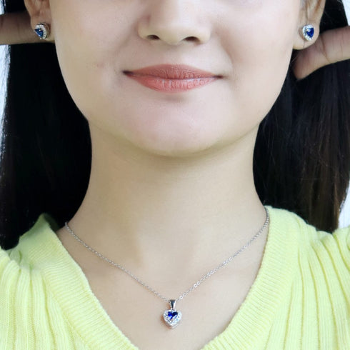Zarkan The Lover's Gift Blue Silver Jewelry Set