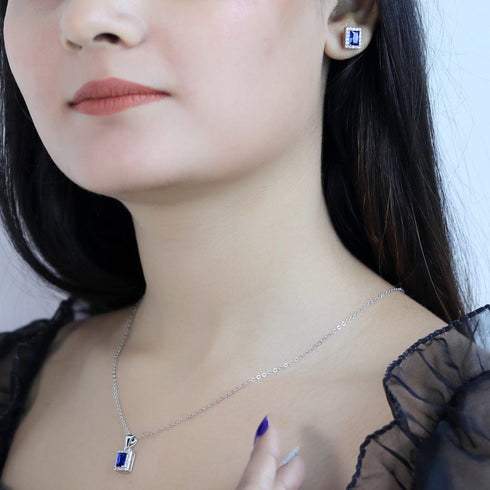 Zarkan Blue Treasure Box Silver Jewelry Set
