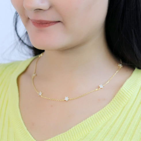 Zarkan Golden Star Sterling Silver Pendant Set