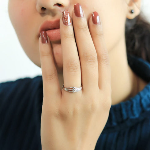 Zarkan Triple Love Heart Silver Zircon Ring