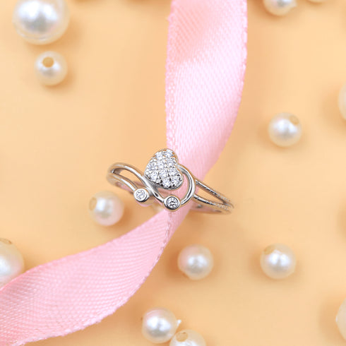 Zarkan Fruit Heart AD Pure Silver Ring