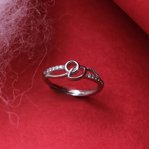 Zarkan Minimal Sterling Silver Linked Zircon Ring
