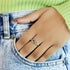 Zarkan Minimal Sterling Silver Linked Zircon Ring