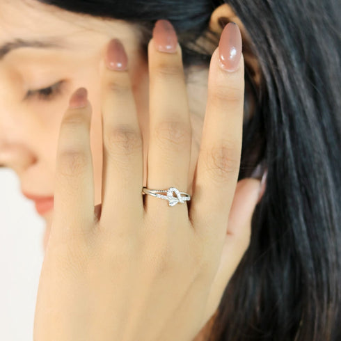 Zarkan Leaves Petals Cute Sterling Silver Ring
