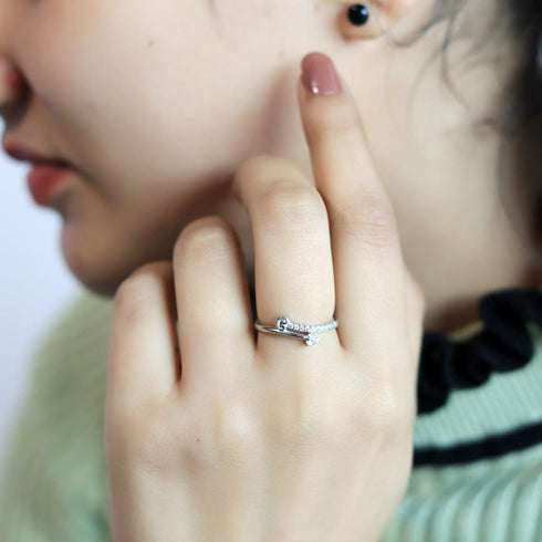 Zarkan Cute Love Arrow Zircon Silver Ring