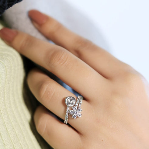 Zarkan Ravishing Rose Silver Ring