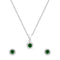 Zarkan Green Delight Dot Silver Jewelry Set