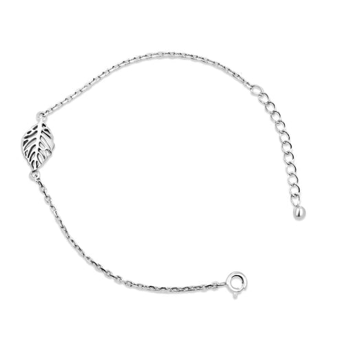 Zarkan Leaf Cut Linear Silver Bracelet