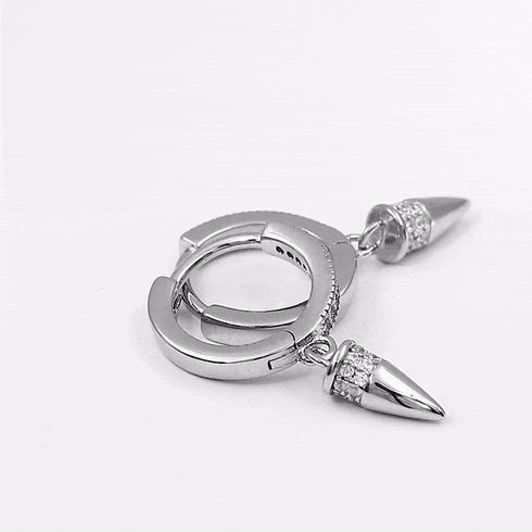 Zarkan Bullet Style Hoop Pure Silver Earing
