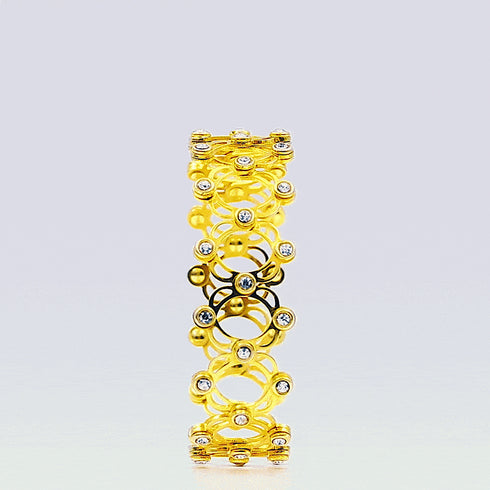 Zarkan Golden Studded Supple Convertible Bracelet & Ring (RING Kada)