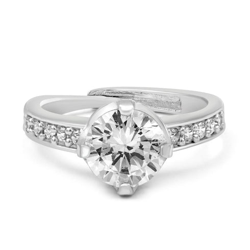 Zarkan Silver Elegant Solitaire Ring