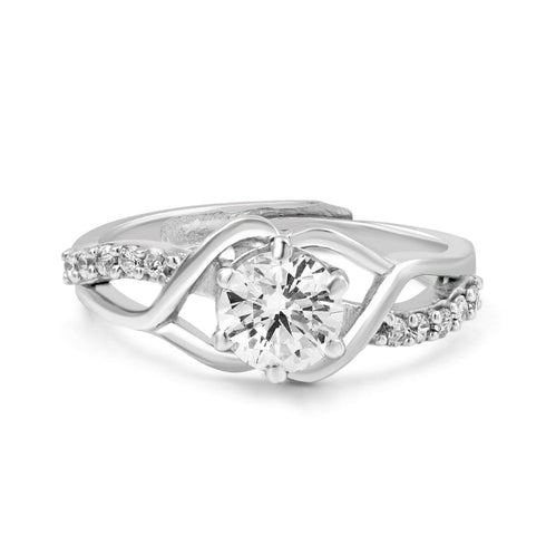 Moissanite Diamond  1 Carat Silver Solitaire Ring For Your Queen for women - Free Size