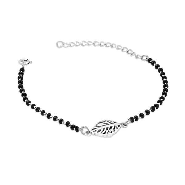 Zarkan Leaf Cut Checkerd Linear Silver Bracelet