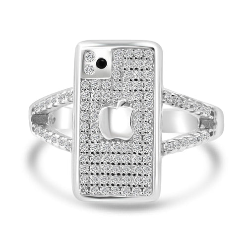 Zarkan 925 Silver Iphone Solitaire American Diamond Ring