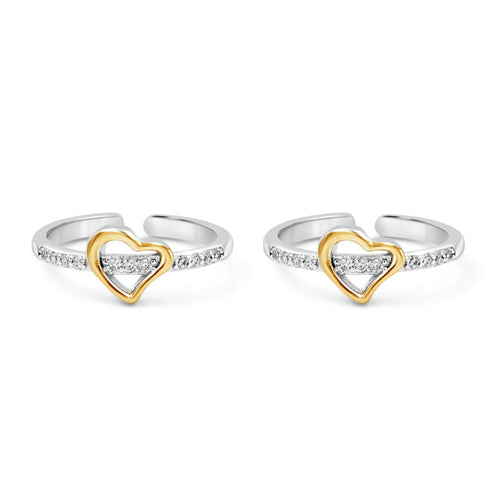 Zarkan Golden Love Silver Toe Rings