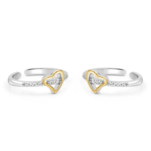 Zarkan Golden Love Silver Toe Rings