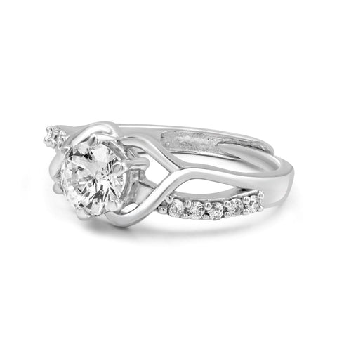 Moissanite Diamond  1 Carat Silver Solitaire Ring For Your Queen for women - Free Size