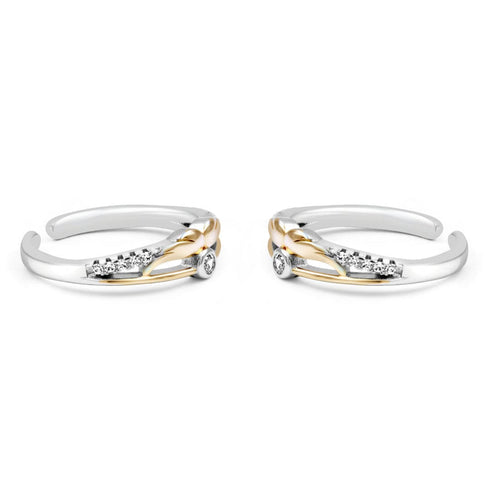 Zarkan Golden Spotlight Silver Toe Rings