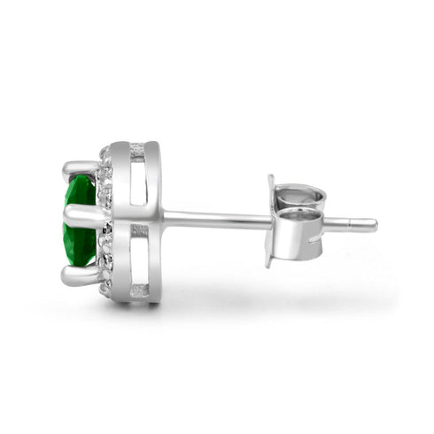 Zarkan Green Delight Dot Silver Jewelry Set