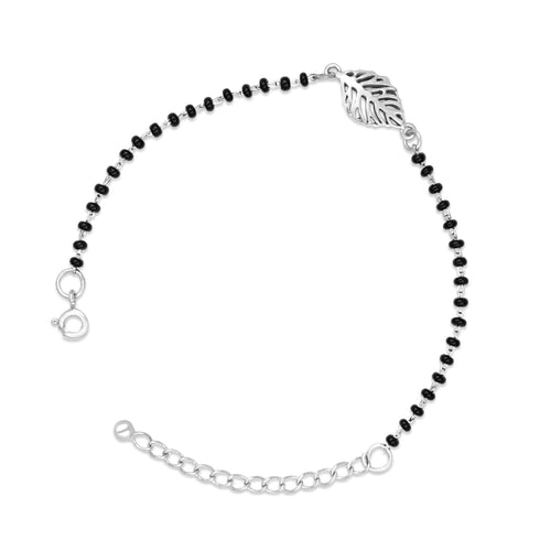 Zarkan Leaf Cut Checkerd Linear Silver Bracelet